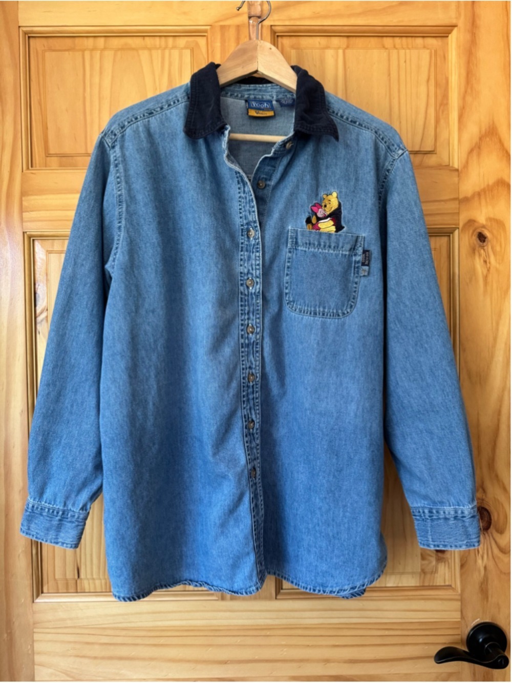 Disney Denim Shirt with Embroidered Pooh, Piglet and honeypot graphic size 20 - Picture 2 of 5